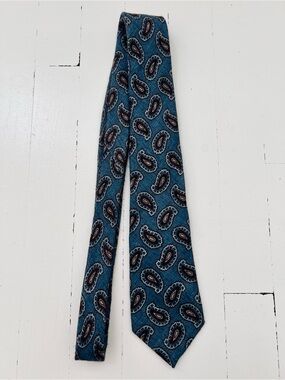 Suitsupply Blue Paisley Tie with Brown Accents